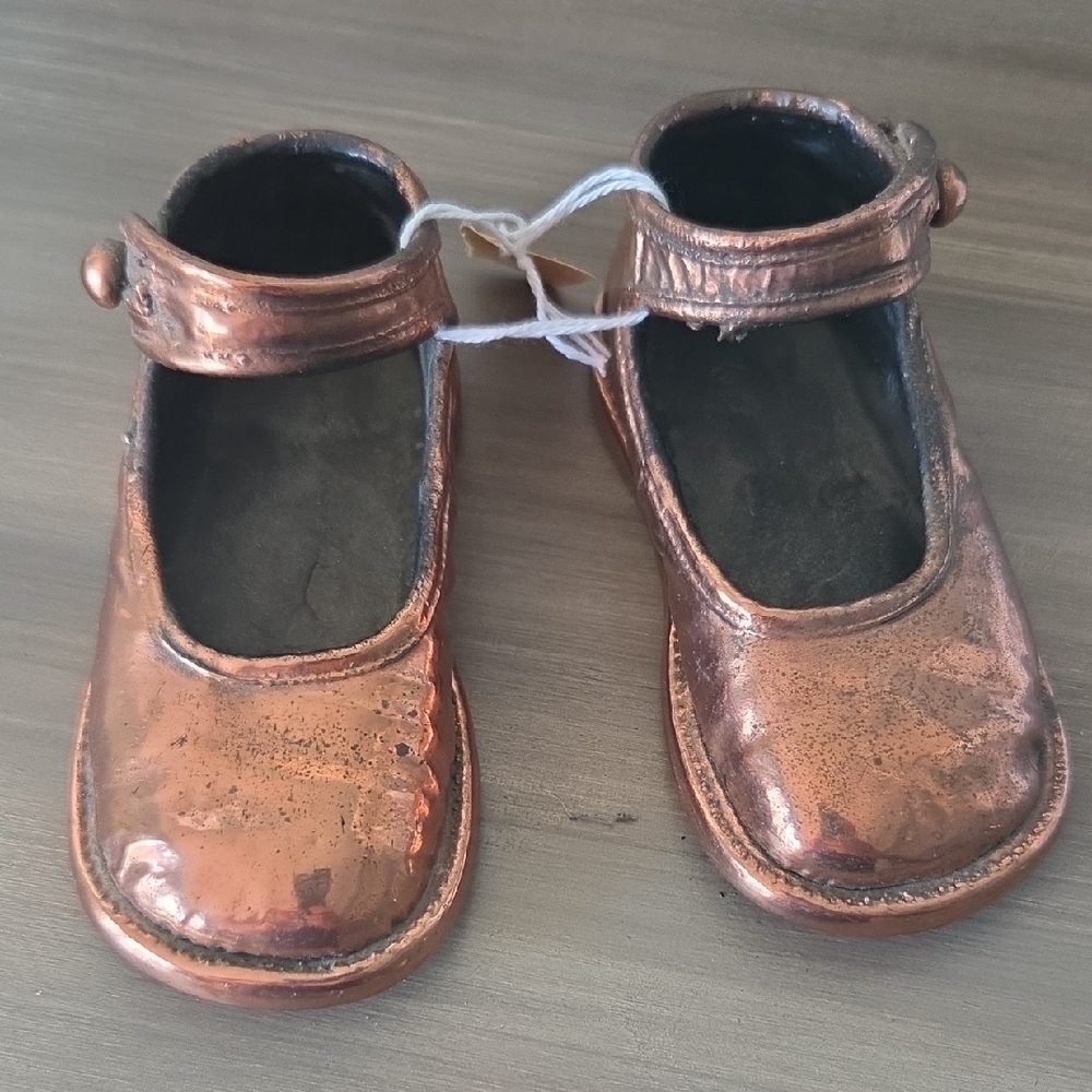 Vintage Copper Baby Shoes 1950s Mary Janes